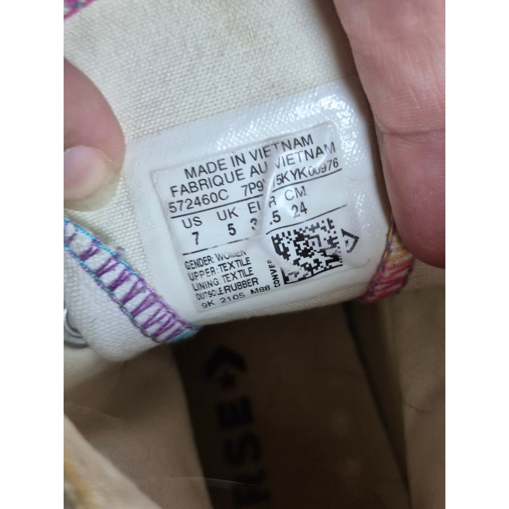 Converse Chuck Taylor All Star Platform White Rainbow Embroidery Women 7 Street - Picture 6 of 11